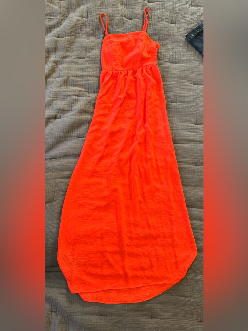 Bright Orange Spaghetti-Strap Maxi Dress